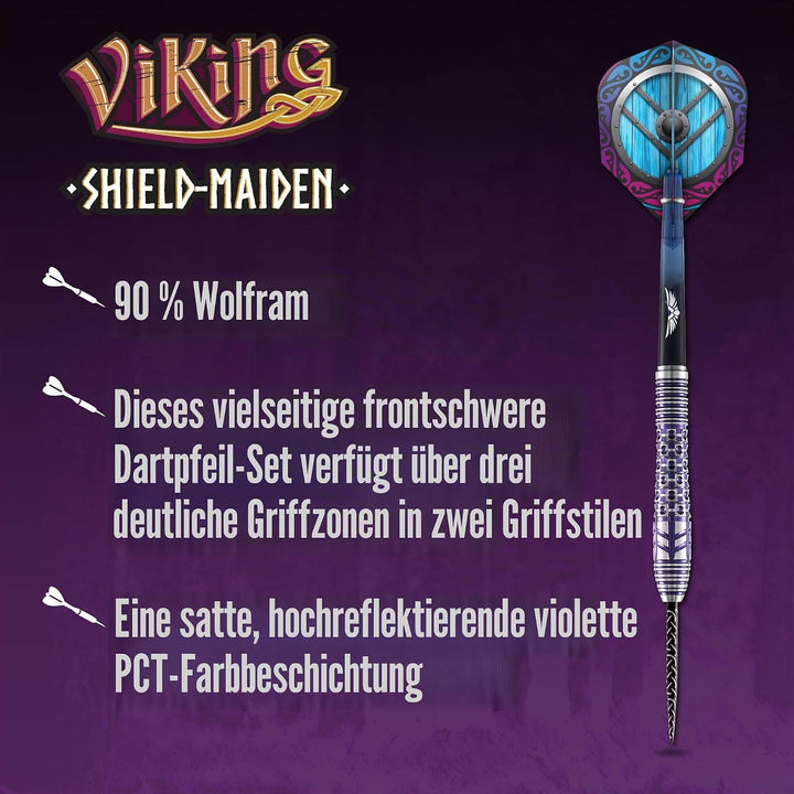 Shot! Darts Viking Shield Maiden 90% Tungsten Pro Throwing Darts Steel Tip Set, Professional – Made