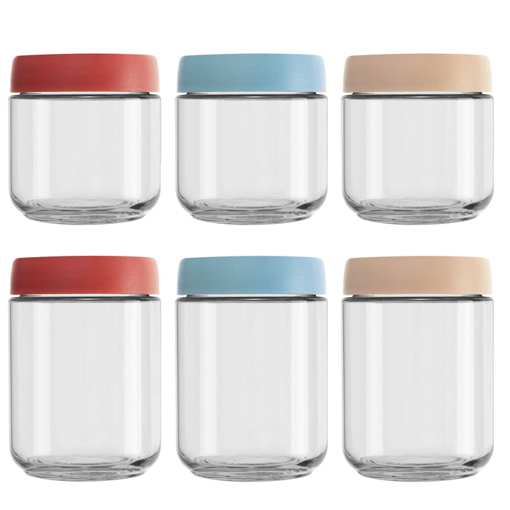 VINATO Meal Prep Gläser 6er Set mit Deckel | 3x480ml + 3x350ml Overnight Oats Behälter, Stapelbare J