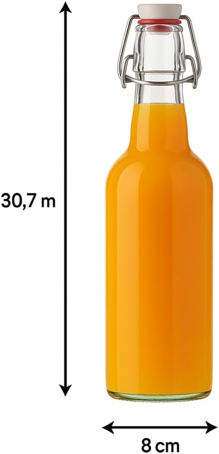 hocz 10er Set Bügelflaschen Bügelflasche Glasflaschen 750ml mit Bügelverschluss zum Selbstbefüllen G
