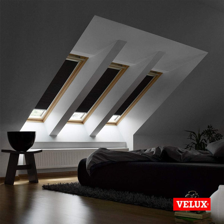 VELUX Original Wabenplissee, PK08, Nachtblau, mit Grauer Führungsschiene PK08 Nachtblau, PK08 Nachtb