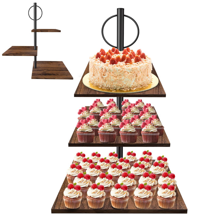 Kuchen und Cupcake Ständer aus Holz, Etagere für Desserts, Donuts, Kekse, Macarons, Obst, Hochzeit G