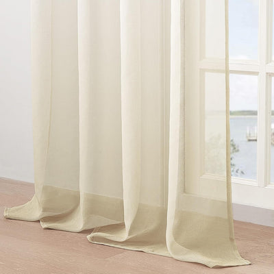 MRTREES Voile Gardinen Farbverlauf Transparent Vorhang Kurz Tüllvorhang mit Ösen in Beige Weiss Verl
