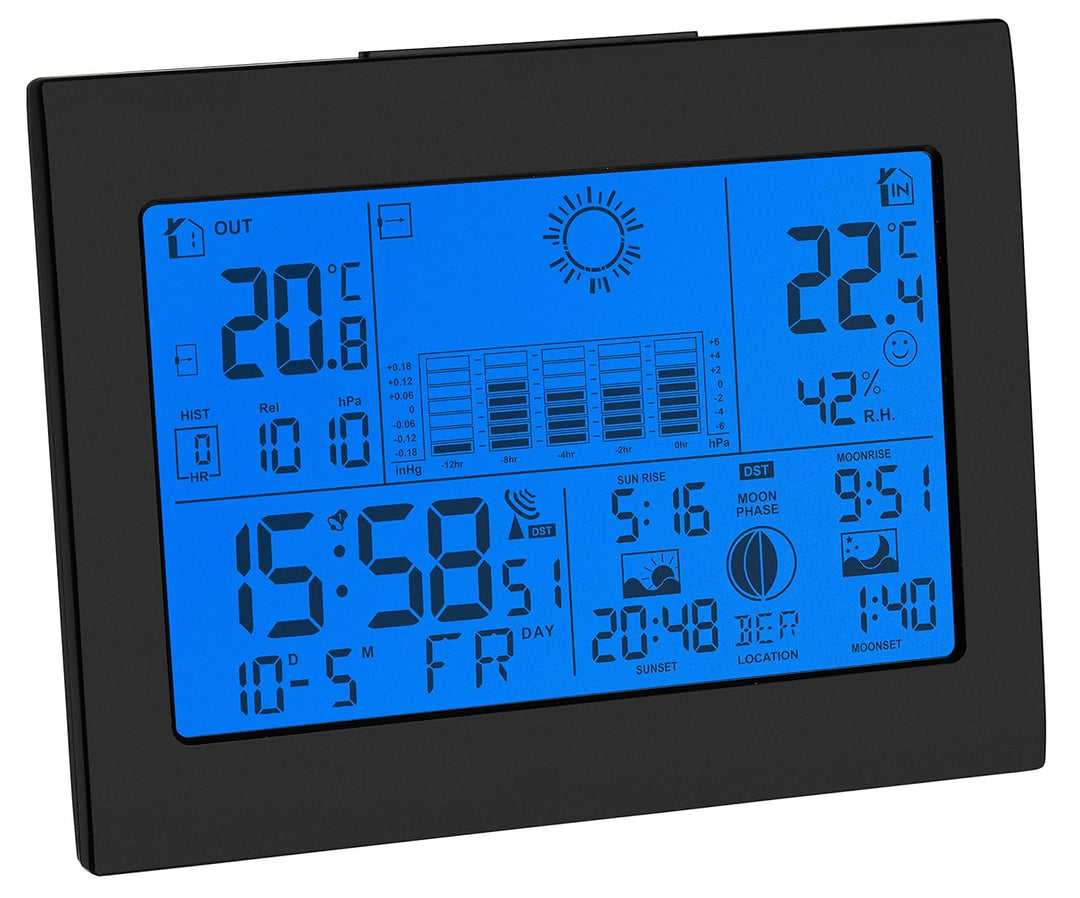 TFA Dostmann Funk-Wetterstation Horizon, 35.1155.01, mit Aussensensor, Wettervorhersage, mit Funkuhr