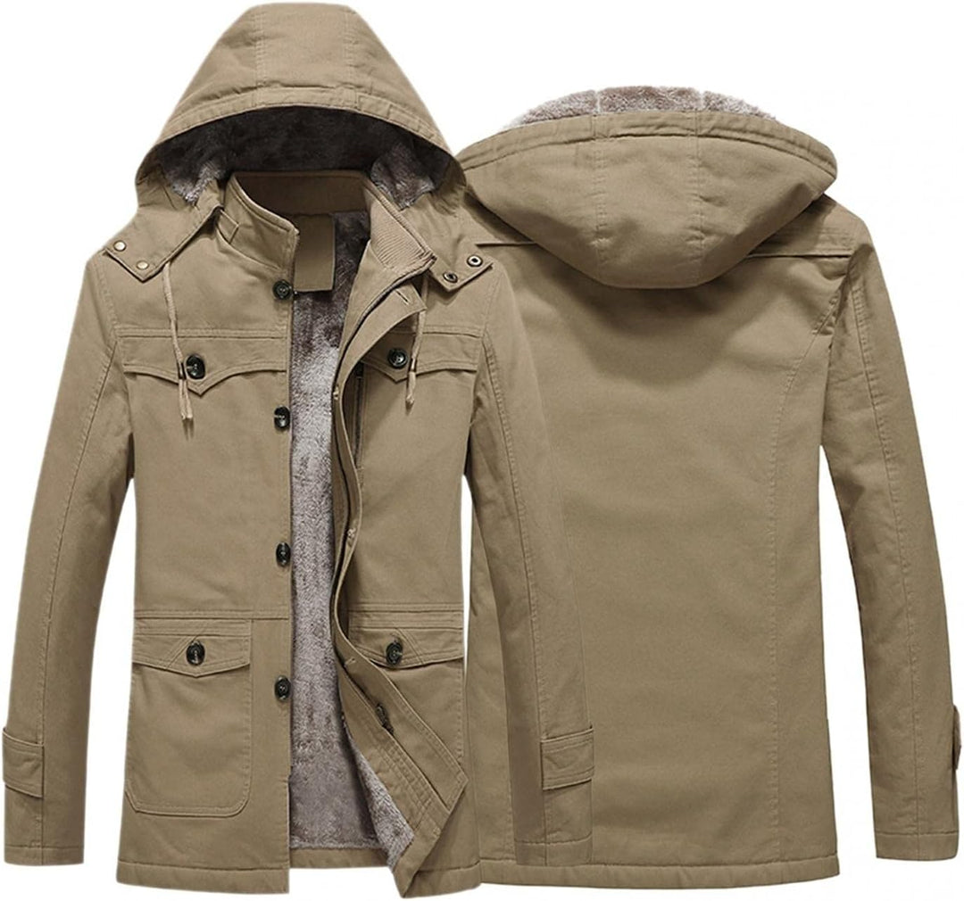 Zhiyao Fleece Cardigan Zip Jacke Herren Winterjacke Lässiger Stehkragen Warm Plus Samt Dicker Mantel