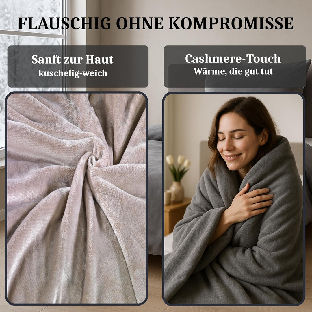 MALIKA Winter Plüsch Bettwäsche Nicky-Teddy Cashmere Coral Fleece 135x200 155x220 200, 3 Stück Gröss