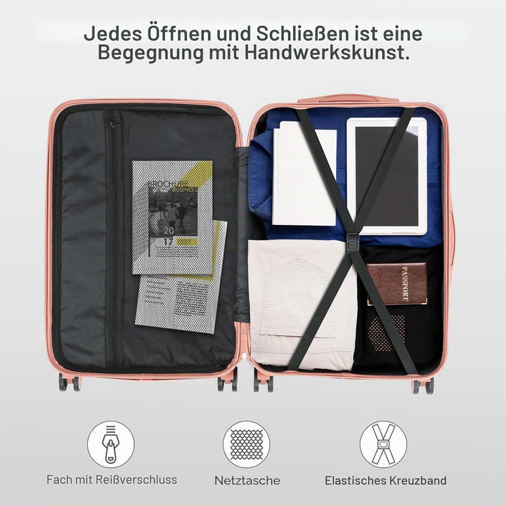 LALAHO Kofferset 2 teilig, Reisekoffer Set mit Kosmetikkoffer, Hartschalen Koffer Set aus ABS, Gepäc