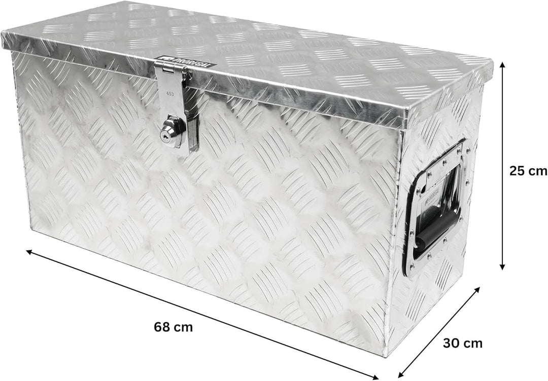 PROREGAL Deichselbox TITAN Anhängerbox für PKW Anhänger Alubox abschliessbar mit Deckel & 2 Schlüsse