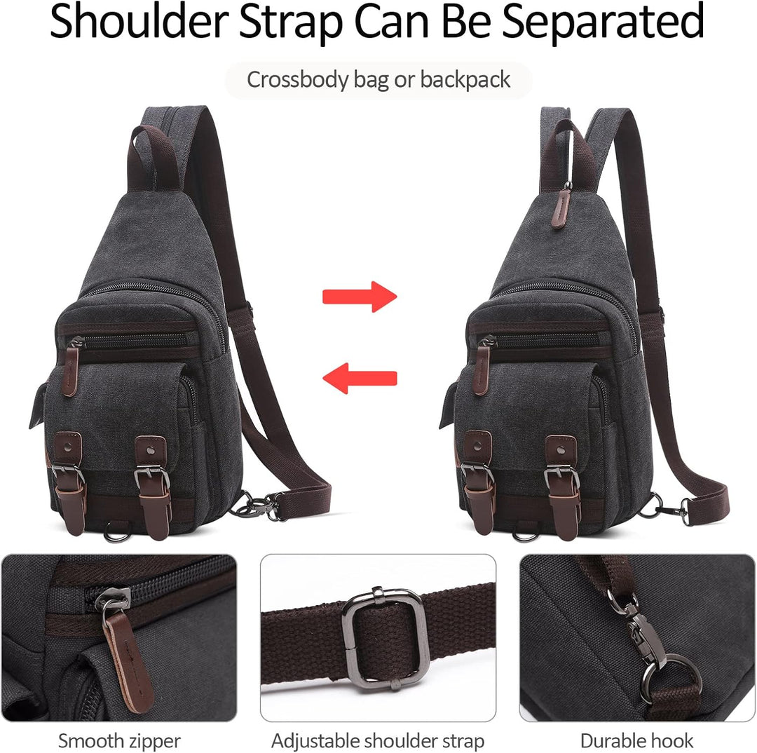 VARLIVOO Herren Sling Bag Retro Crossbody Bag Klein Umhängetaschen Schultertasche Outdoor Sportarten