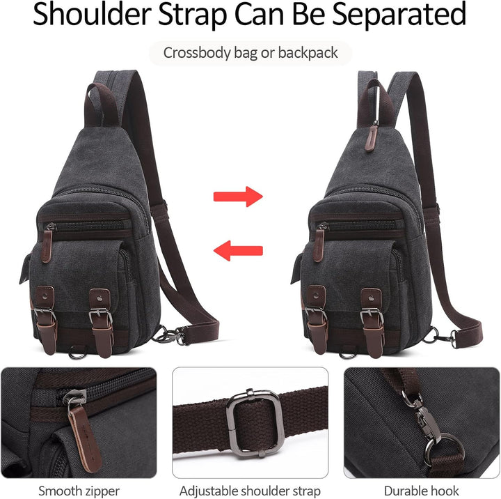 VARLIVOO Herren Sling Bag Retro Crossbody Bag Klein Umhängetaschen Schultertasche Outdoor Sportarten