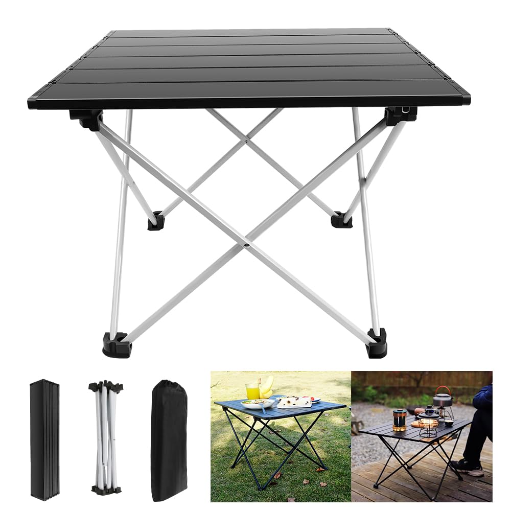 AUTOFU Tragbarer Campingtisch, zusammenklappbar, ultraleichter Klapptisch mit Aluminium-Tischplatte