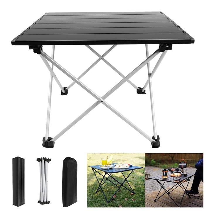 AUTOFU Tragbarer Campingtisch, zusammenklappbar, ultraleichter Klapptisch mit Aluminium-Tischplatte