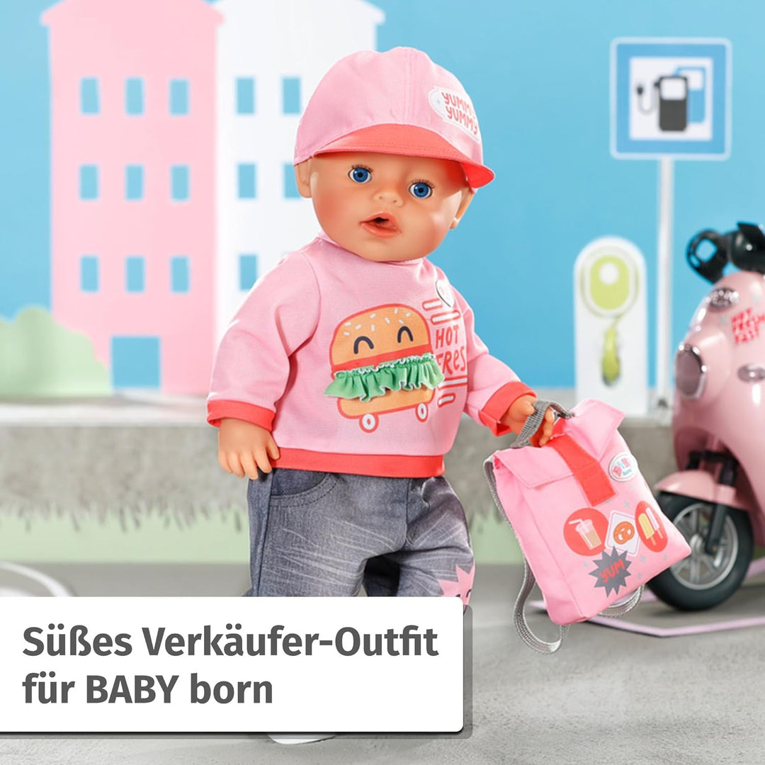 Baby Born Snack Shop Outfit, Outfit mit Cap, Schuhen und Rucksack für 43cm Puppen, 835944 Zapf Creat