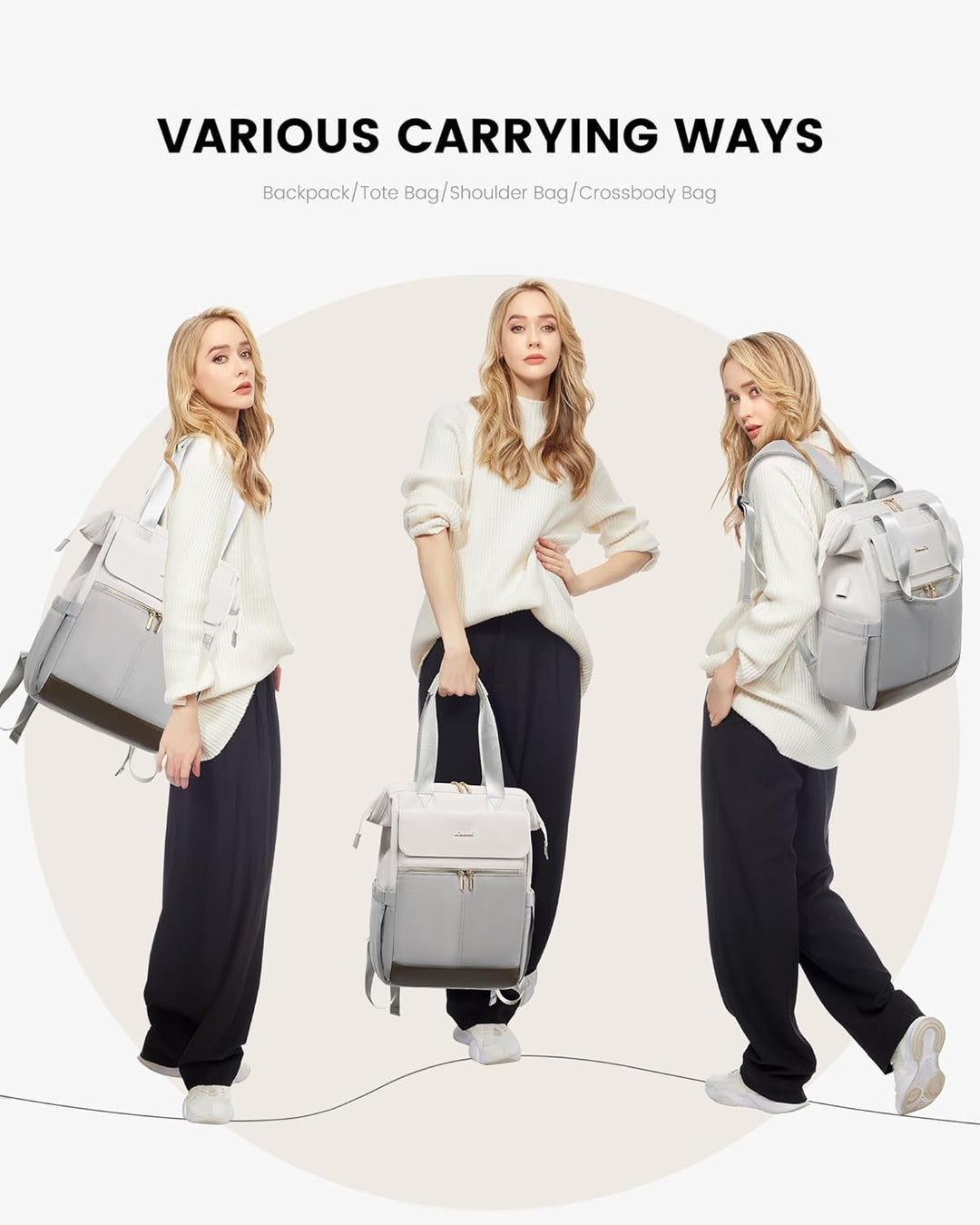 LOVEVOOK Damen Rucksack Modern, Laptop Schulrucksack Wasserdicht, Schultasche Teenager Backpack Wome