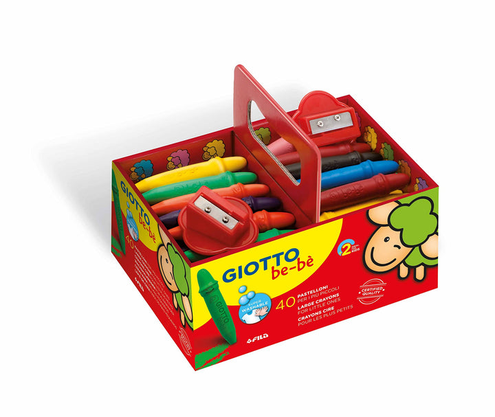 GIOTTO be-bè 4627 00 - Schoolpack, Wachsmalstift, farbig sortiert, 40 Wachsmalkreiden Wachsmalstift,