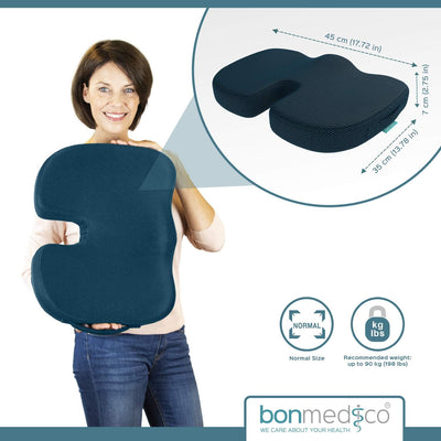 bonmedico Sitzkissen orthopädisch - Memory Foam Gel Steissbeinkissen - Ergonomisches Sitzkissen für