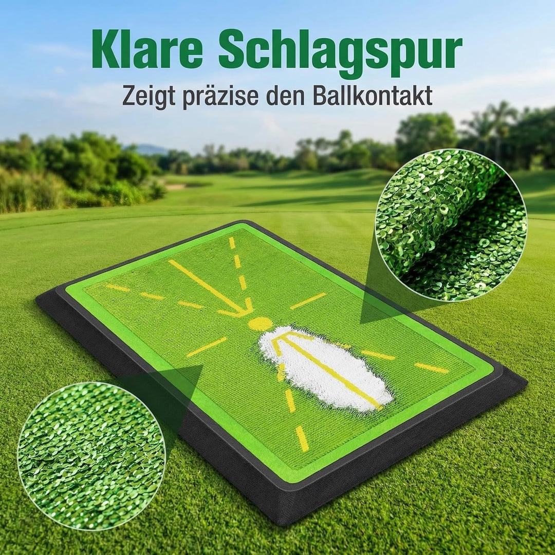 DULCE DOM Golf-Trainingsmatte mit Schwungbahn-Feedback | Indoor & Outdoor | rutschfeste Gummirücksei