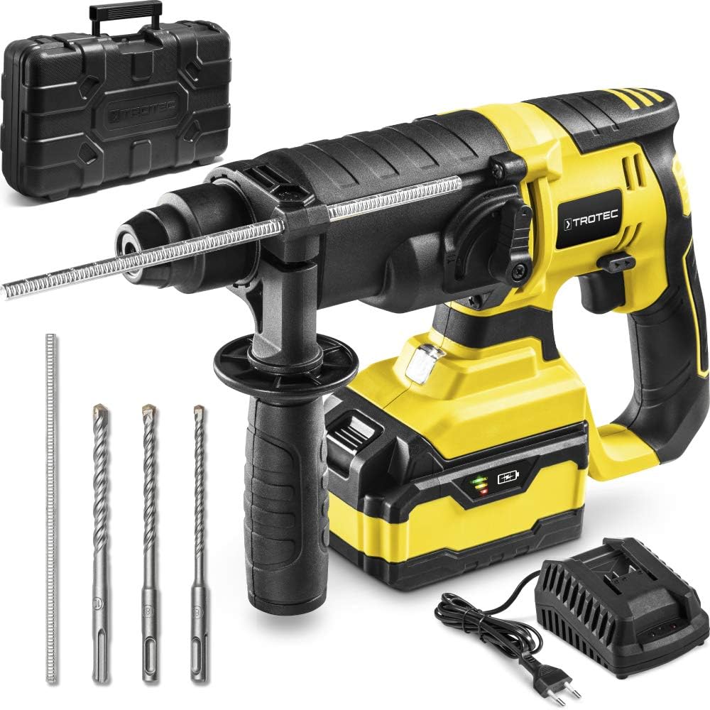 TROTEC Bohrhammer PRDS 20‑20V – Schlagstärke 2 J, pneumatisches Hammerwerk, 20 V, 4,0 Ah Multiakku,