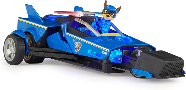 Paw Patrol: Der Mighty Kinofilm, 40cm langes Chase Deluxe Superhelden-Raketenfahrzeug inkl. Chase Fi