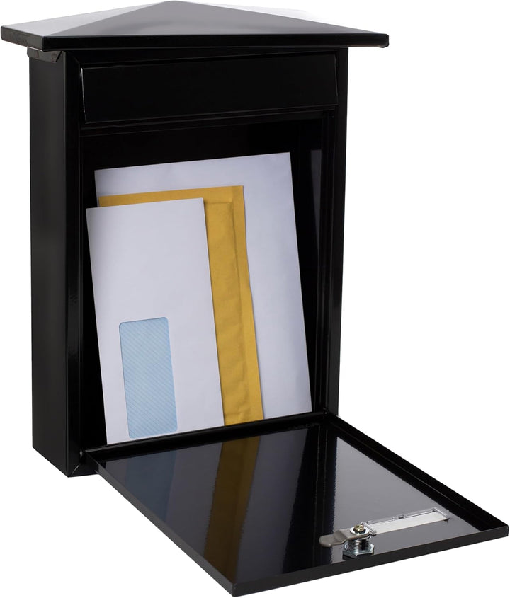 Arregui Home E5714 Individueller Briefkasten aus Stahl, Grösse M (DIN A4), Schwarz, Schwarz