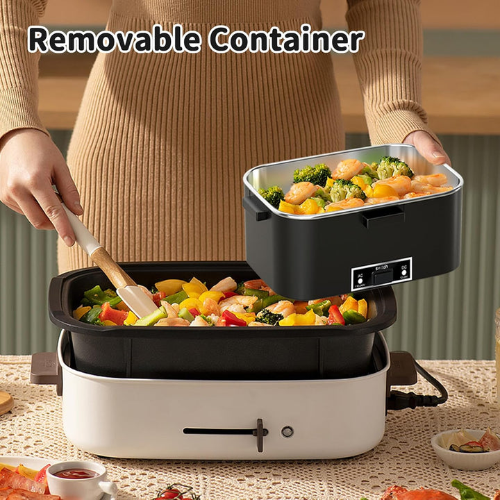 SOOOEC Elektrische Lunchbox 100W, 3-in-1 tragbare beheizte Lunchbox, Herausnehmbare Edelstahl-Brotdo