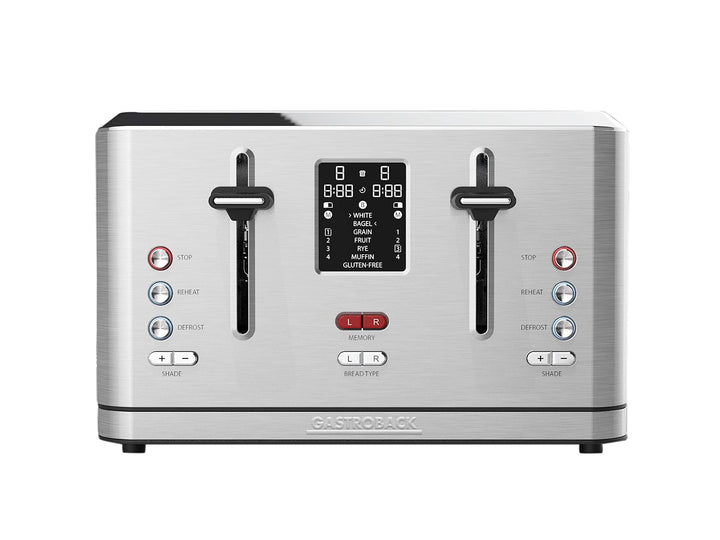 GASTROBACK #42396 Design Toaster Digital 4S, 4-Scheiben, intergrierter Brötchenaufsatz, 7 Toastprogr