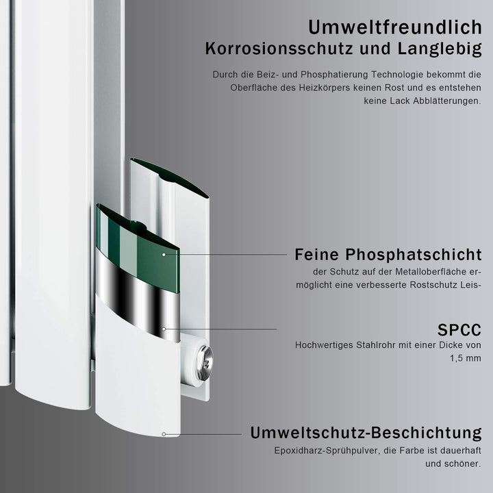 ELEGANT Design Heizkörper Horizontal mit Chrom Multiblock 630x1001mm Einlagig Weiss Badezimmer/Wohnr