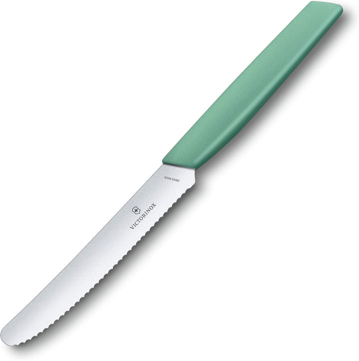 Victorinox Swiss Modern, Profi Gemüsemesser-Set, 2-teilig, Extra Scharfe Klinge, Wellenschliff, 11 c