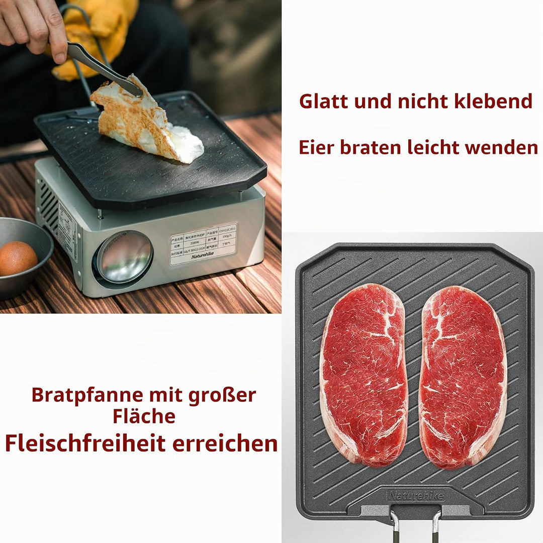 Naturehike Antihaft-Bratpfanne, Faltbarer Griff, Outdoor-Grillpfanne, Aluminium-Steakpfanne, Tragbar