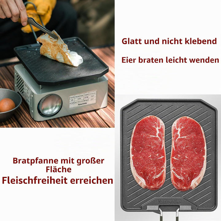 Naturehike Antihaft-Bratpfanne, Faltbarer Griff, Outdoor-Grillpfanne, Aluminium-Steakpfanne, Tragbar