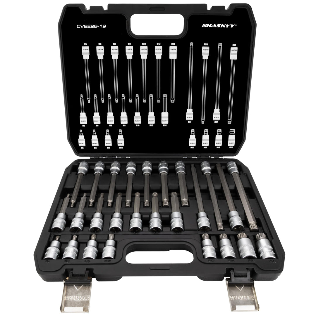 Haskyy 26tlg M5-M18 XZN-Vielzahn-Satz-Set Innen Vielzahn Nüsse Stecknüsse XZN-M5 M6 M8 M9 M10 M11 M1