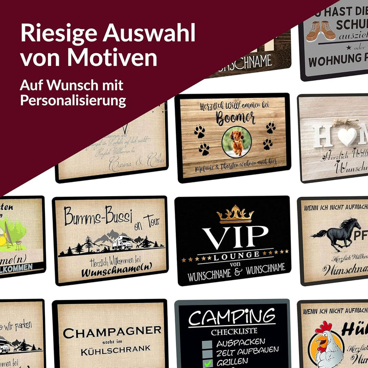 Fussmatte mit Wunschtext/Wunschname - Zuhause ist wo wir parken - Wohnmobil - 60x40cm, personalisier
