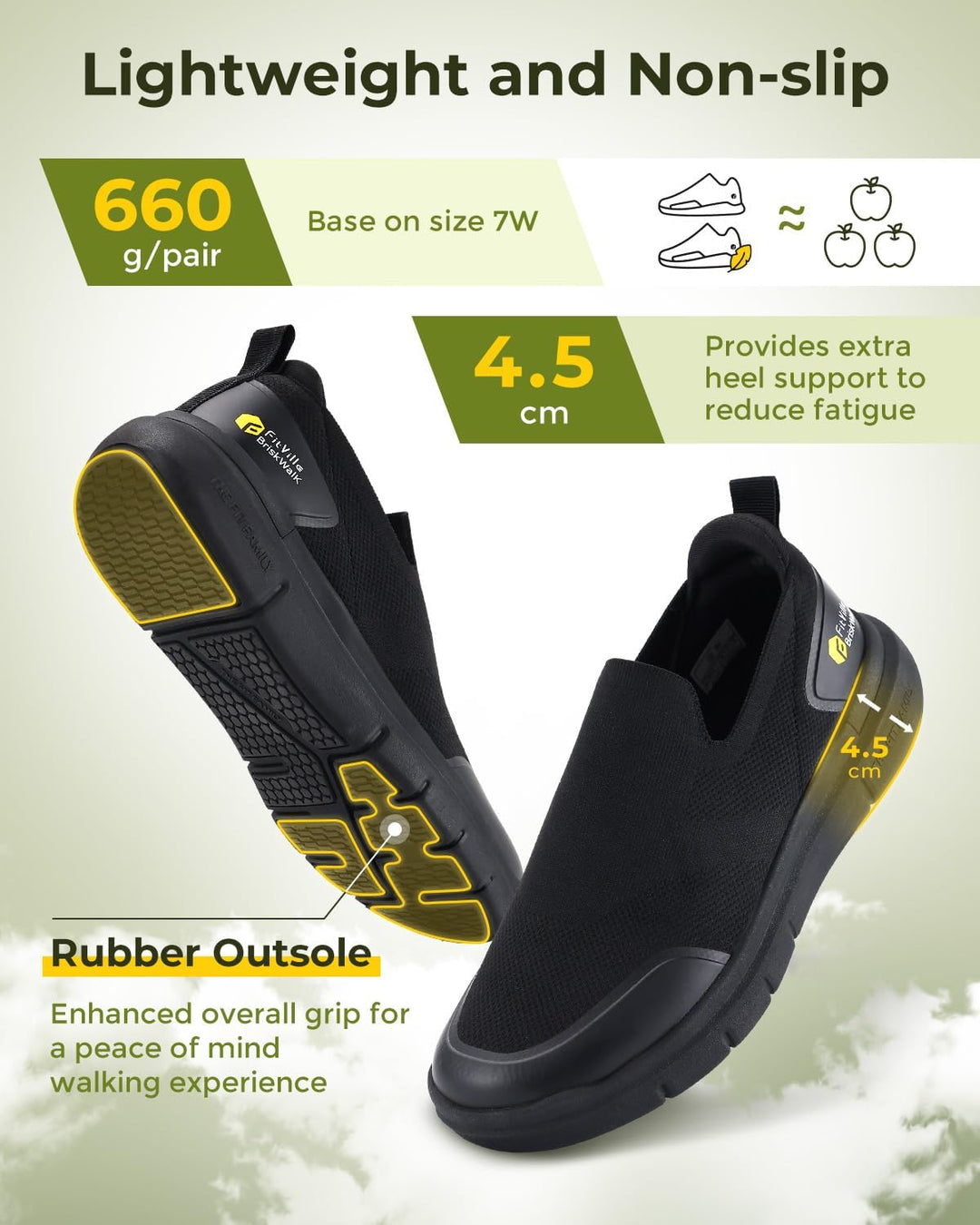 FitVille Herren Slip on Sneakers Extra Weite Leichte Slipper Schuhe Herren extra breit Atmungsaktiv