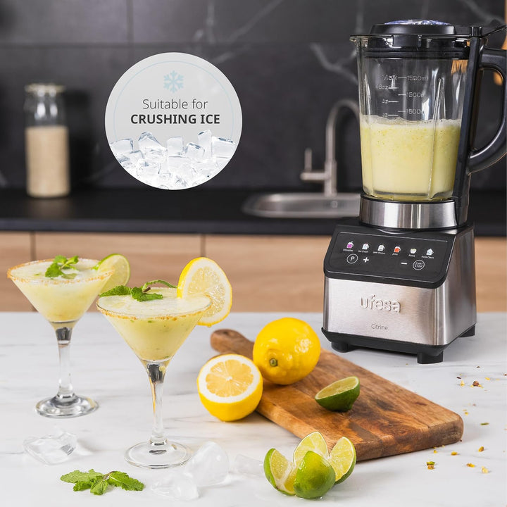 Ufesa Standmixer Digital Citrine 1200W, Glaskrug 1,5L, 7 Automatische Programme, 4 Edelstahlklingen,