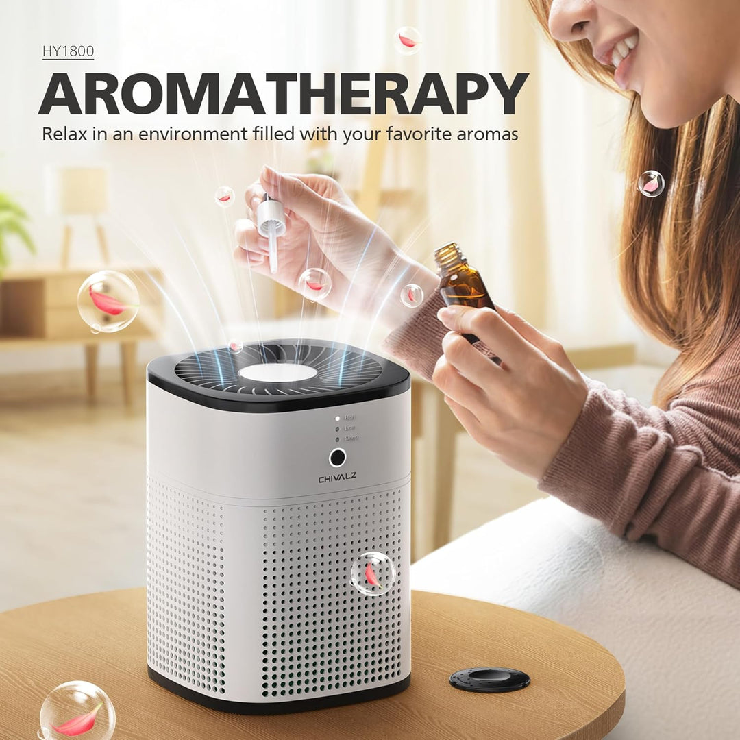 CHIVALZ Luftreiniger Allergiker mit Aromatherapie, Air Purifier für Raucherzimmer, HEPA Luftfilter G