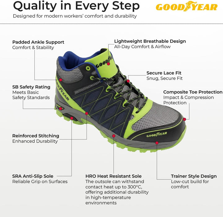 Goodyear Herren S1p Sra Sicherheitsstiefel, Yellow Blue, 42 EU Gelb Blau 42 EU, Gelb Blau 42 EU