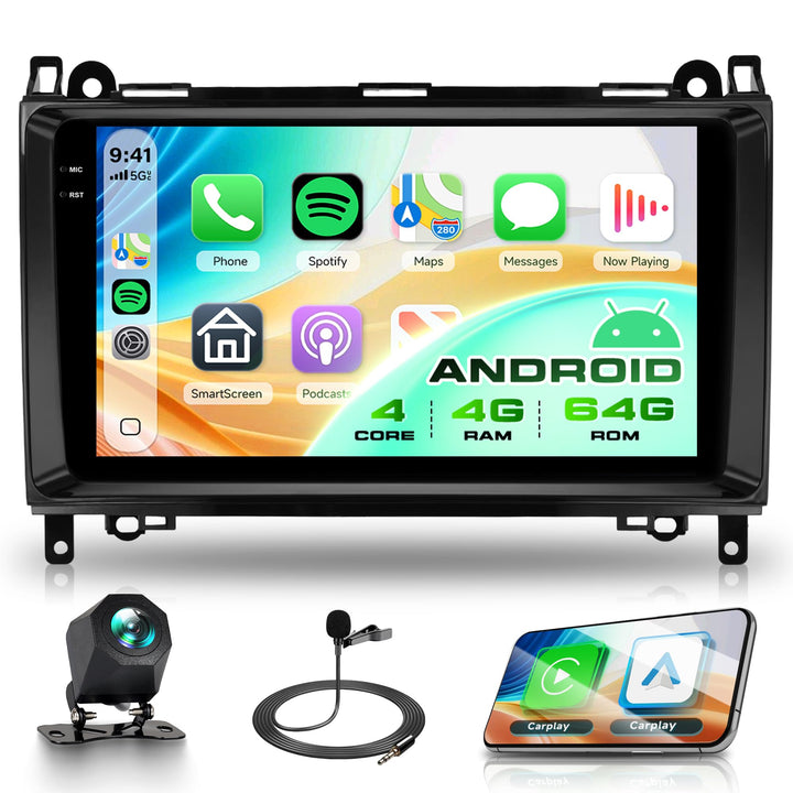 Rimoody 4G+64G Android Autoradio für Mercedes Benz A/B Class W169 W245 B200 W639 Vito Viano W906 Spr