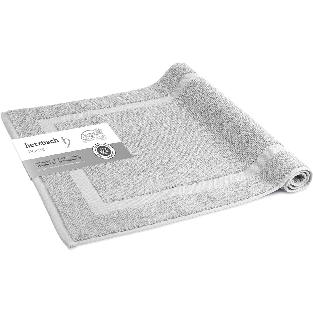 herzbach home Badvorleger 100% Baumwolle | Duschvorleger | 1.000 g/m² | Saugfähig | Waschbar (Silber