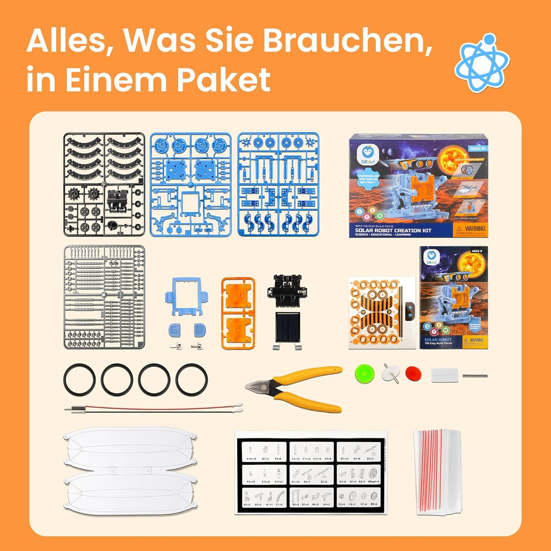 Sillbird Solar Roboter Kinder Spielzeug ab 8 Jahre, 12-in-1 Solar- und batteriebetriebener Motor mit