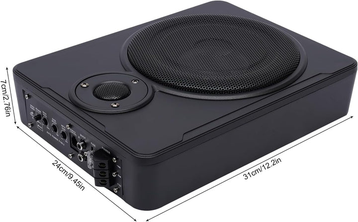 Auto-Subwoofer Aktiver Subwoofer fürs Auto 200W schwarz Aluminiumgehäuse Überhitzungsschutz für PKW