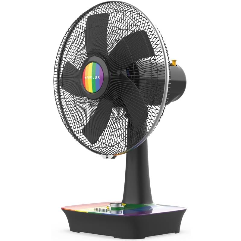 Newlux - Desk W500 Tischventilator mit 5 Flügeln (Ø 40 cm), 3 Geschwindigkeiten, Oszillation 90 Grad