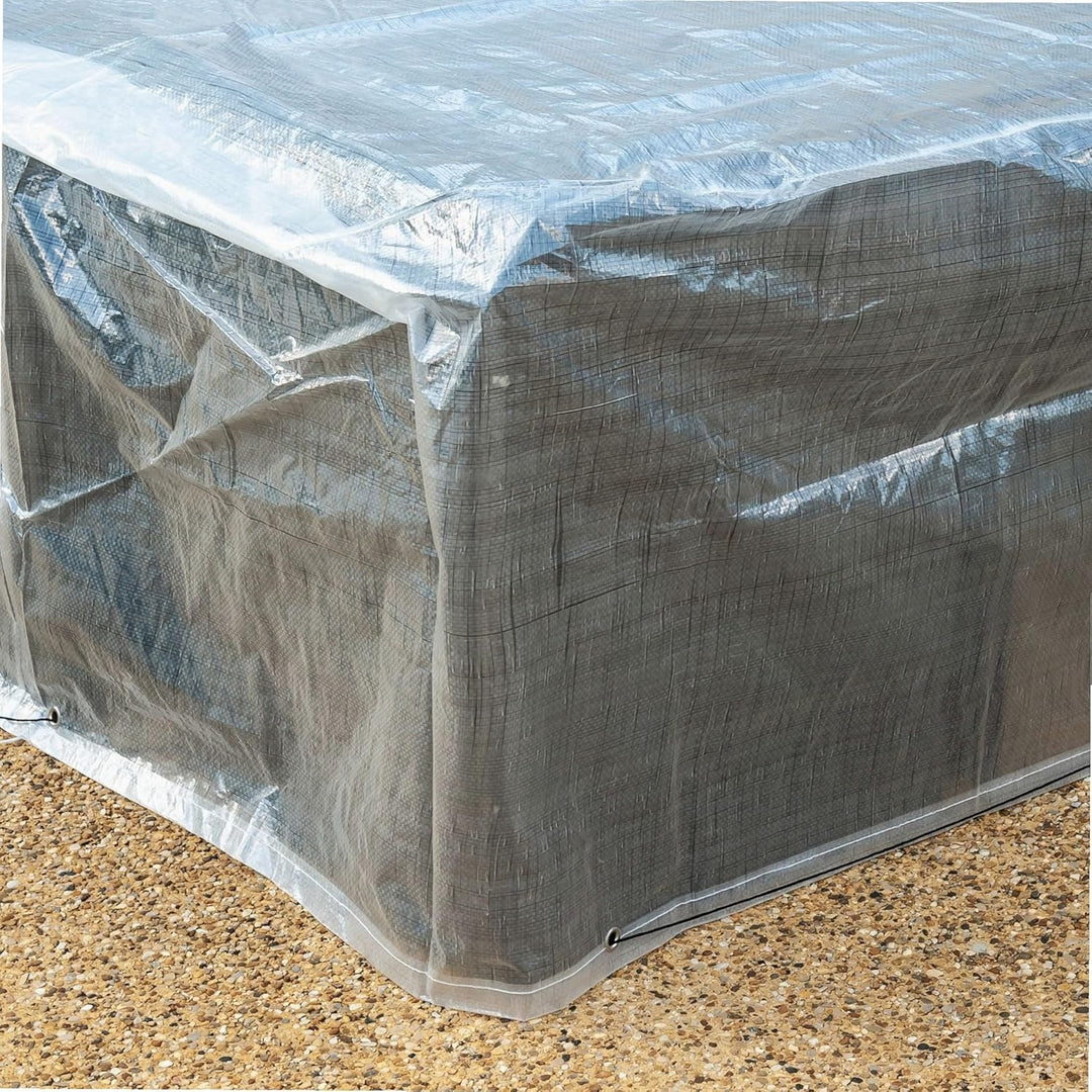 Werkapro 10877 – Tischbezug – 250 x 150 x 80 cm – transparent – wasserdicht – verrottungsfest – UV-b