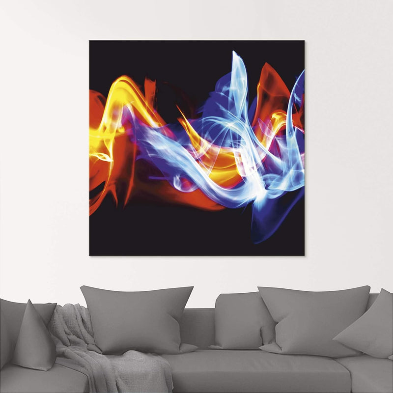 ARTland Glasbilder Wandbild Glas Bild einteilig 80x60 cm Querformat Abstrakte Kunst Feuer EIS Modern