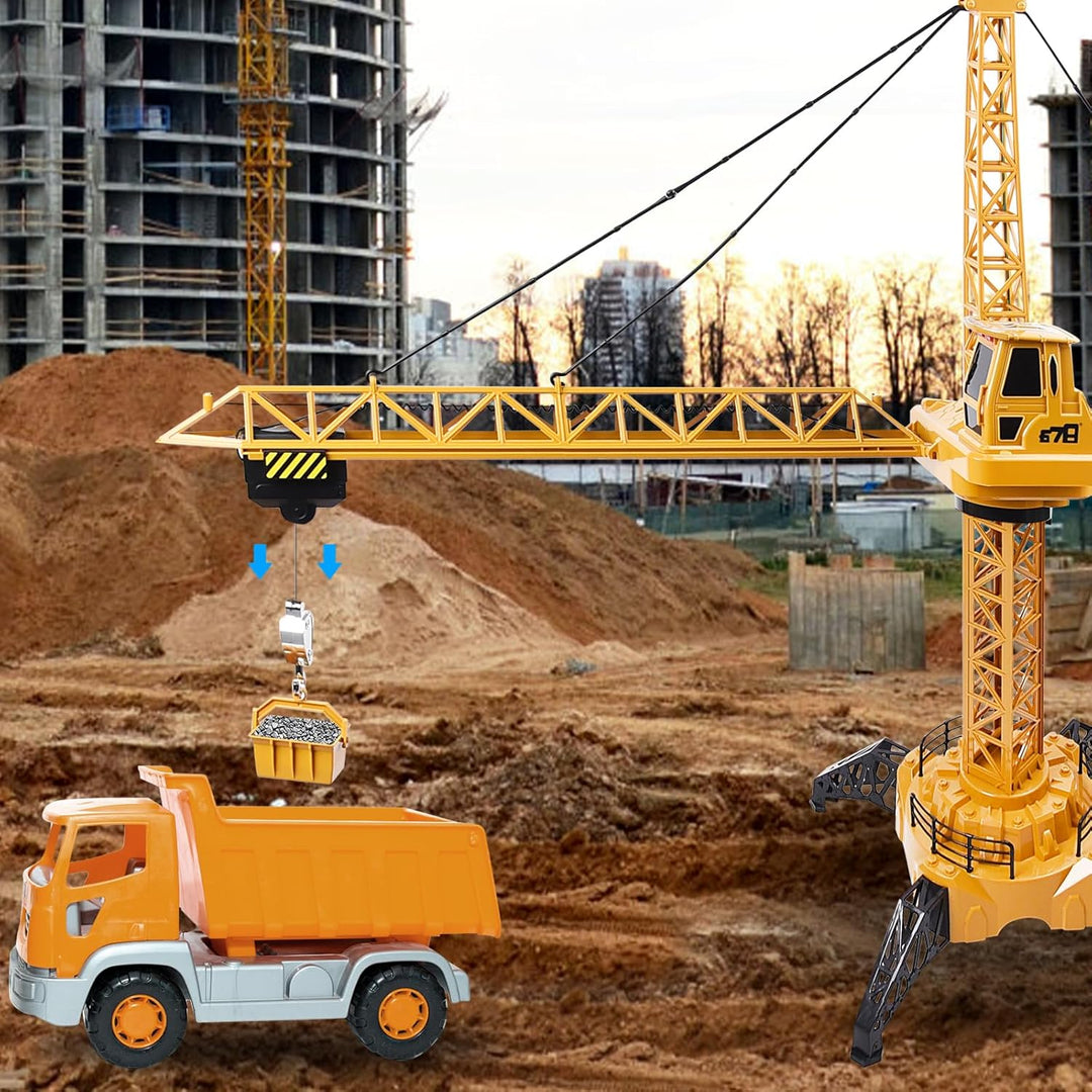 FORMIZON Ferngesteuerte Turmkran, 128 cm hohe 2,4 Hz Turmdrehkran, 6 Kanäle Tower Crane Elektrisch,
