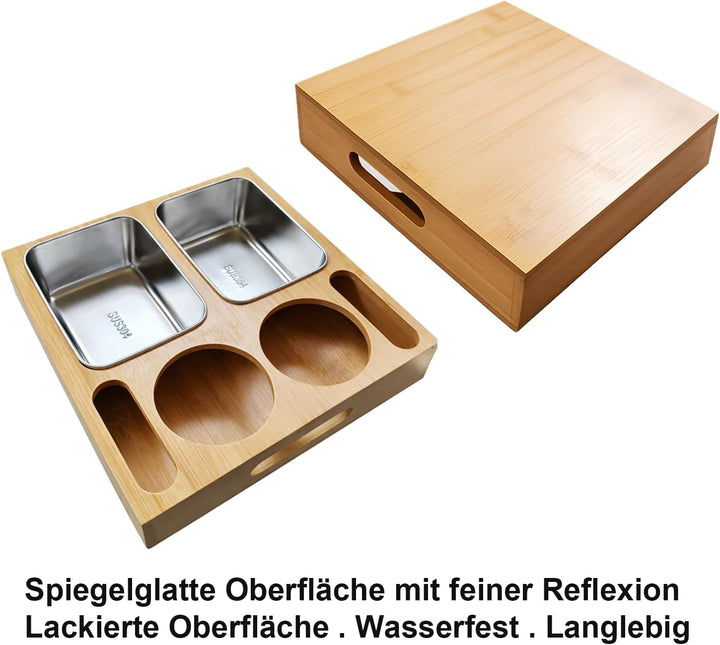 Couchbar aus Bambus Holz, Sofa Organizer auf dem Beistelltische Couchtisch, Couchbar Snackbox Ideal