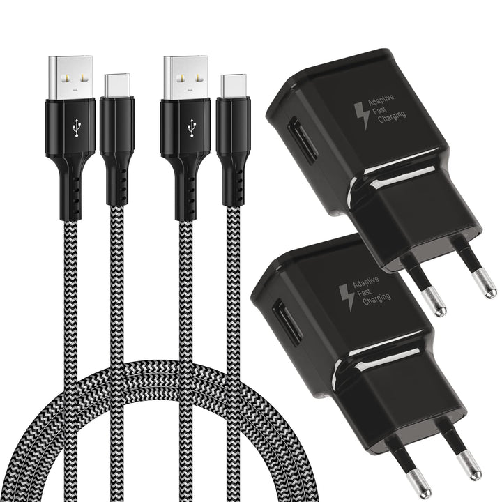 Adaptives Schnellladegerät und 2M USB Type C Nylon Kabel, KAIMENGLONG Fast Charge 3.0 Adapter USB-C