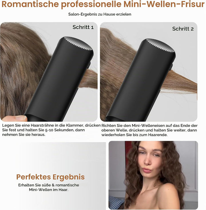 UKLISS Welleneisen, Pro Mini Welleneisen für Haare, LCD-Anzeige [120-210℃], Leichter Mermaid Hair Wa