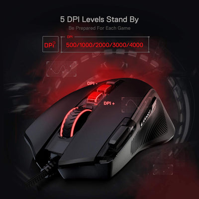 Redragon M612 Predator RGB Gaming Maus, 8000 DPI kabelgebundene optische Gamer-Maus mit 11 programmi