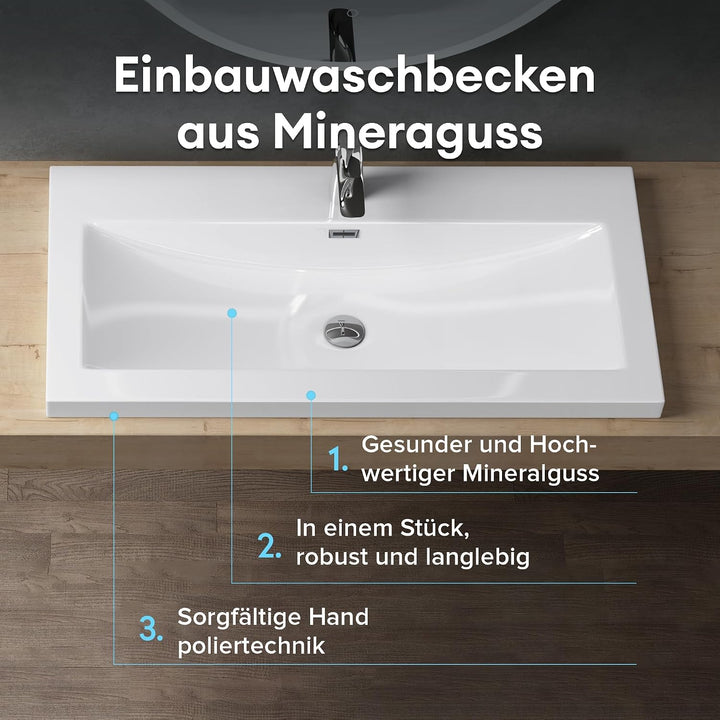 Design Waschbecken Colossum01, Weiss aus Gussmarmor, Waschtisch, Waschplatz, Einbauwaschbecken, BTH: