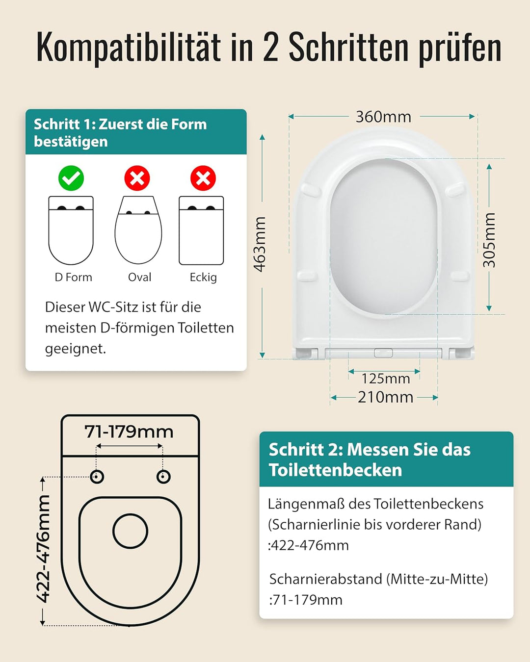 HySail Hochwertiger Toilettendeckel mit Absenkautomatik, Schnellverschluss und Hygienischer Oberfläc
