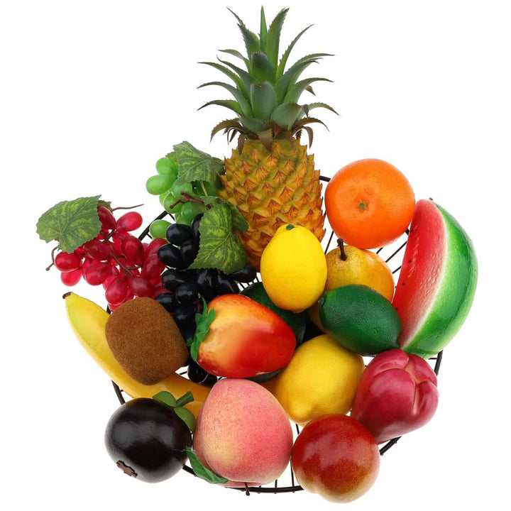18pcs Künstliches Obst Plastik Obst Deko Künstlich Apfel Weintrauben Birne Erdbeere Deko Künstliche